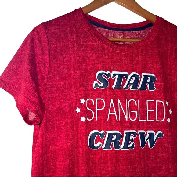 Way to Celebrate! Ladies Red “Star Spangled Crew” Short Sleeve Tee Shirt, Medium - Picture 3 of 4